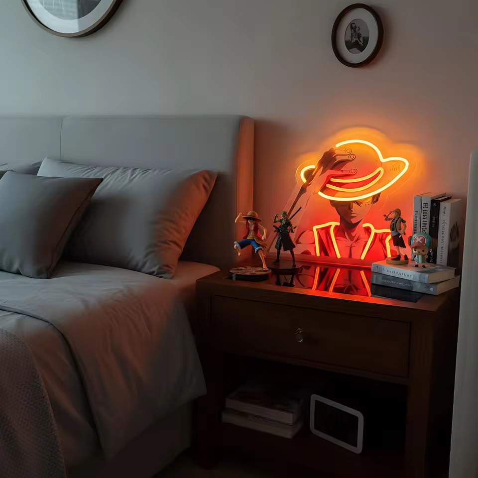 One Piece - Luffy Neon Sign – USB Powered LED Wall Light for Game Rooms & Bedrooms High Quality Collectible Buy Online at Anime Weebs - View 2