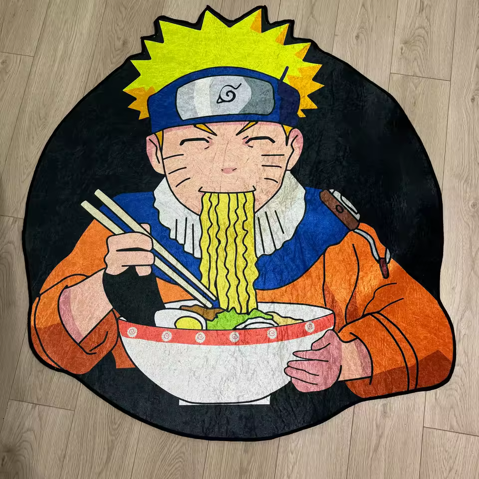 Naruto - & Sasuke Eating Noodles Irregular Rug – Golden Velvet Anime Doormat 60x90cm Merchandise Buy Online at Weebs