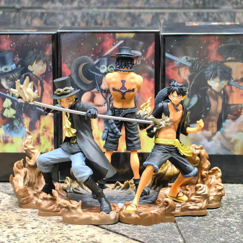 One Piece - Luffy, Sabo & Ace Figure Set – 14-17cm PVC Collectibles High Quality Collectible Buy Online at Anime Weebs - View 3